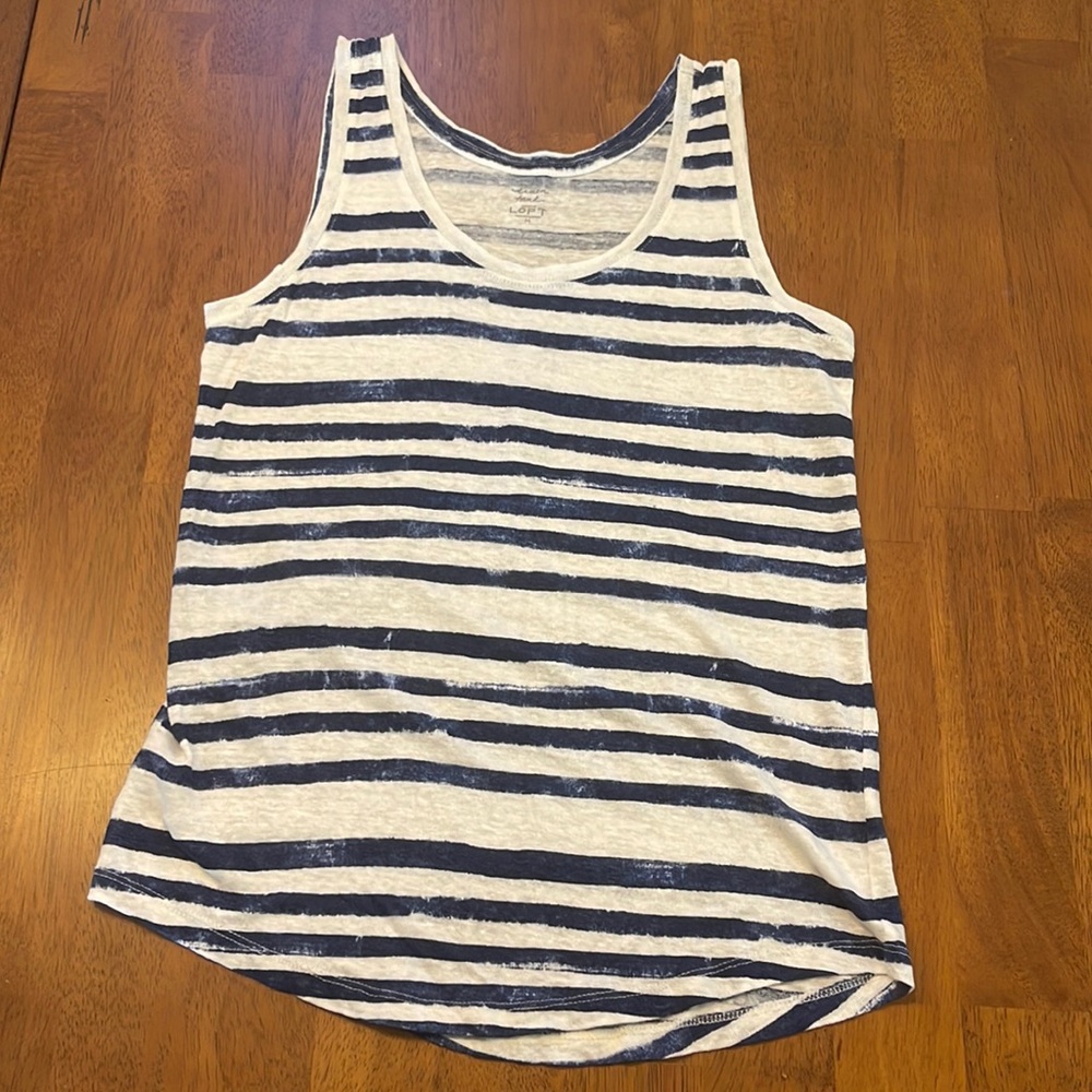 LOFT (M) - Blue & White Stripe Burnout Tank